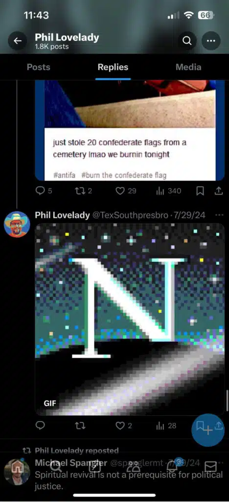 Mr. Lovelady using a GIF that shows the destruction of "N" world.